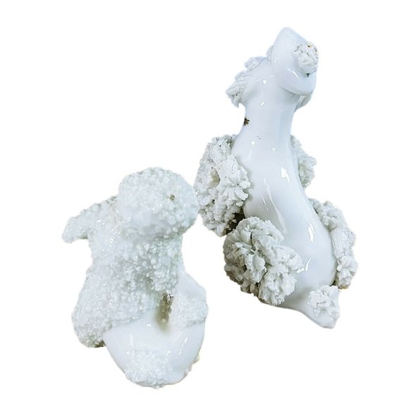Poodle Dog Figurines Spaghetti Hair 1 Older Dog 2 Playful French Poodles - Picture 7 of 10